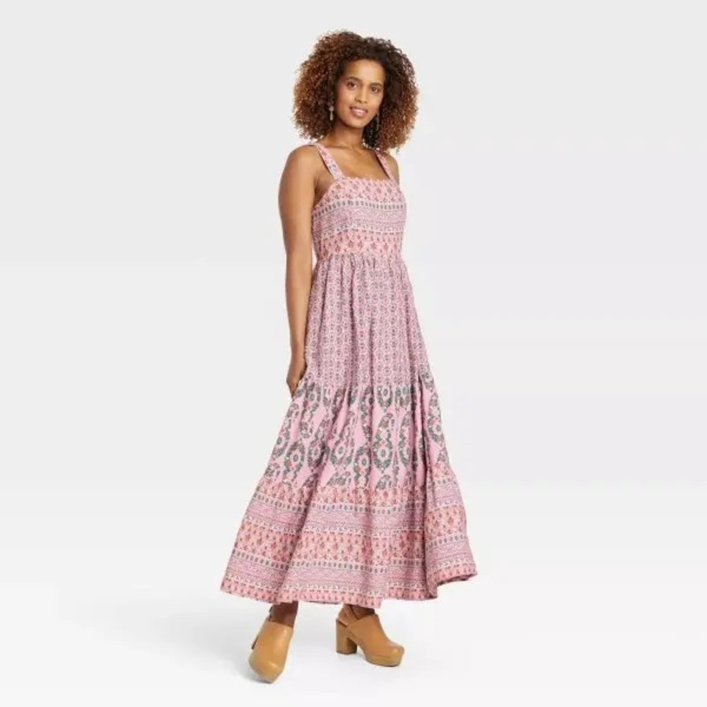 Pink Patterned Maxi Dress
